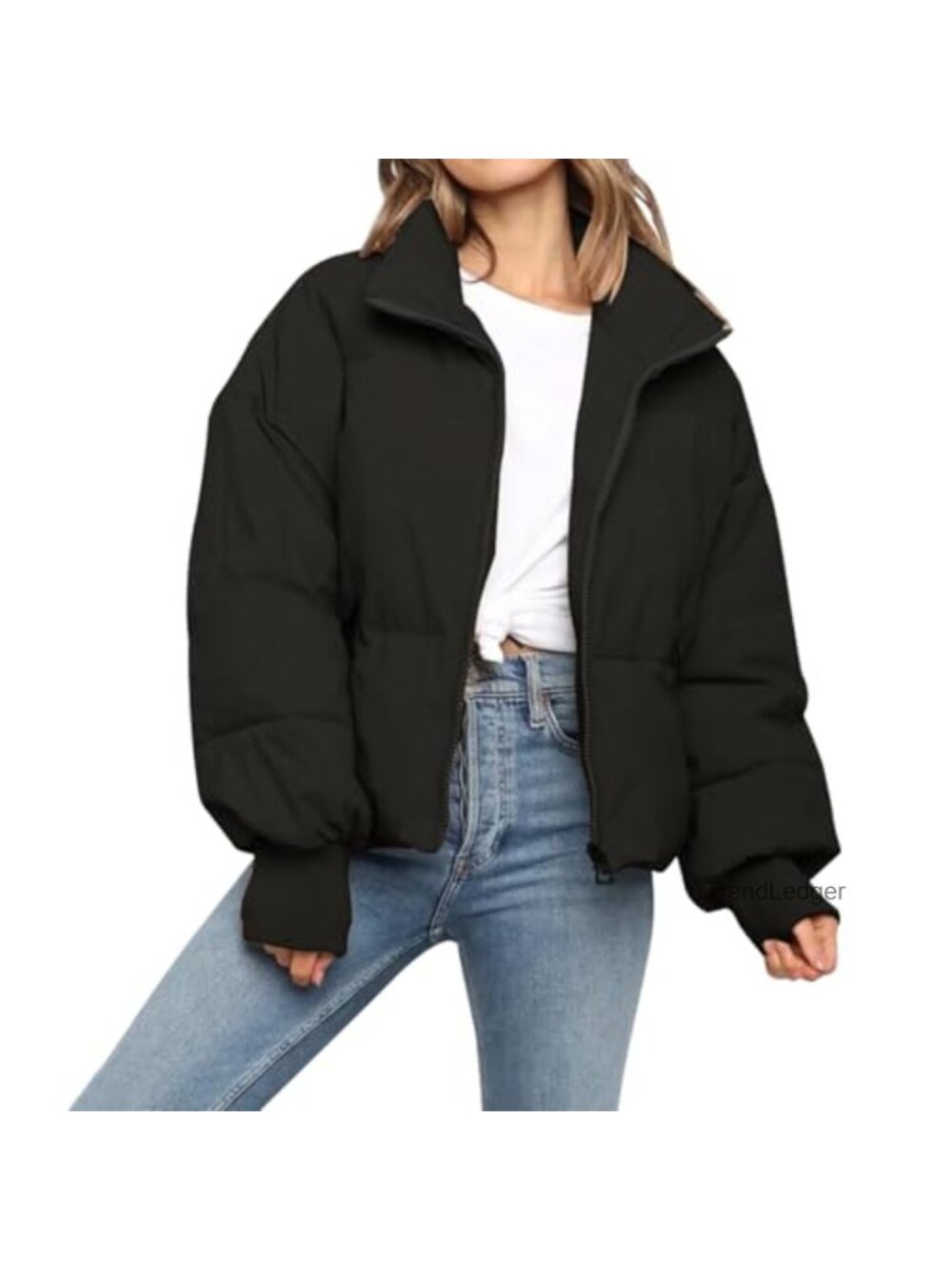 Women's Cropped Puffer Jacket Quilted Oversized Winter Coat
